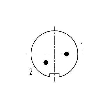 Расположение контактов (со стороны подключения) 99 0401 00 02 - M9 Кабельный штекер, Количество полюсов: 2, 3,5-5,0 мм, не экранированный, пайка, IP67