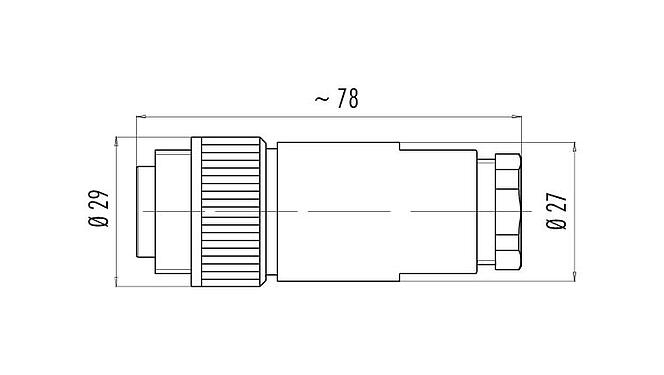 Desenho da escala 99 0201 110 07 - RD24 Plugue de cabo, Contatos: 6+PE, 8,0-10,0 mm, desprotegido, crimpado (os contactos de crimpdevem ser encomendados separadamente), IP67, PG 11