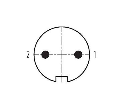 Расположение контактов (со стороны подключения) 99 5101 15 02 - M16 Кабельный штекер, Количество полюсов: 2 (02-a), 4,0-6,0 мм, экранируемый, пайка, IP67, UL