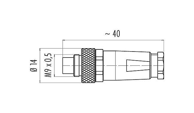 Desenho da escala 99 0401 10 02 - M9 Plugue de cabo, Contatos: 2, 3,5-5,0 mm, blindável, solda, IP67