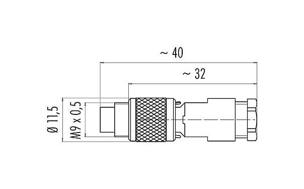Desenho da escala 99 0421 00 07 - M9 Plugue de cabo, Contatos: 7, 3,5-5,0 mm, desprotegido, solda, IP67